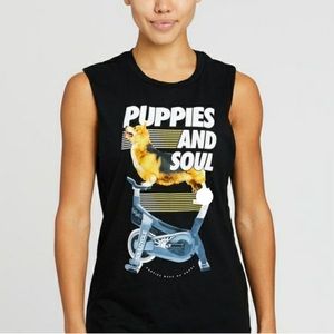 Soul Cycle x Puppies Make Me Happy Tank Top Shirt Graphic Corgi Medium